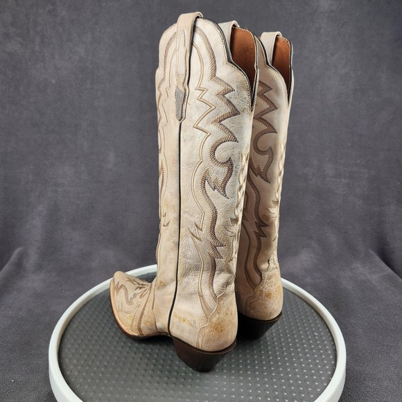 Dan Post Silvie Snip Toe Western Boots Womens Size 9 Bone Leather Tall DP4276 - Picture 6 of 14